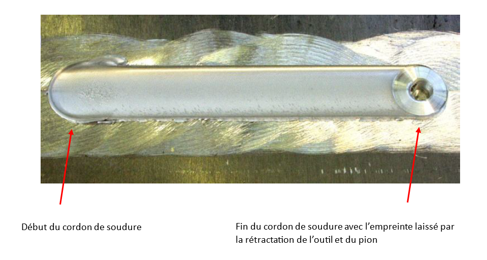 Photo d'une soudure aluminium en FSW